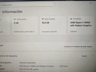 Gaming Ryzen, RTX3060ti, RAM 16gb, NVMe 500 nuevo