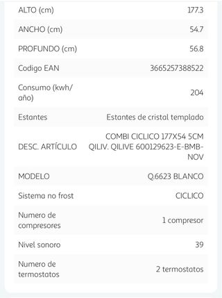 Frigorífico Combi Qilive Blanco -- NEGOCIABLE