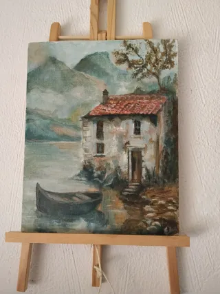 Cuadro paisaje pintado a mano
