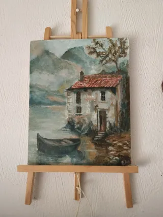Cuadro paisaje pintado a mano