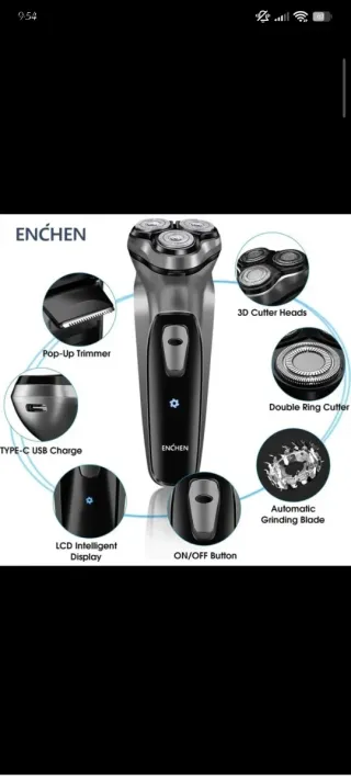 Afeitadora Eléctrica Enchen Hombre Negra/Gris