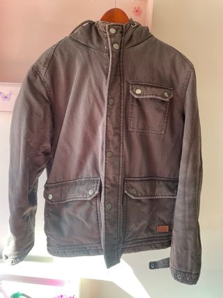 Parka Zara Hombre Talla XL Gris/Verde Oscuro