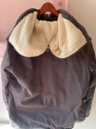 Parka Zara Hombre Talla XL Gris/Verde Oscuro