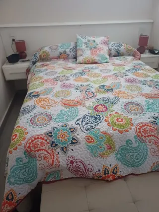 Colcha y cojín a juego, a estrenar