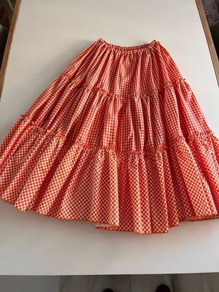Falda canastera niña naranja a estrenar