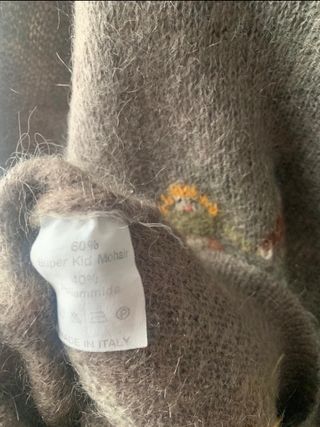 Cardigan vintage ricamato a mano Kid mohair