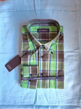 Camisa Attore cuadros verde Talla41/16
