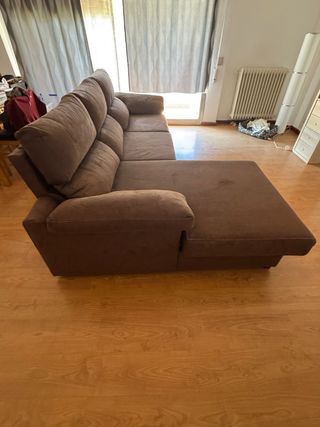 Sofá chaise longue marrón tela