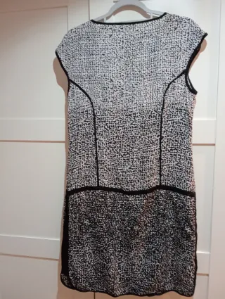 Vestido Promod Talla L Estampado Blanco y Negro