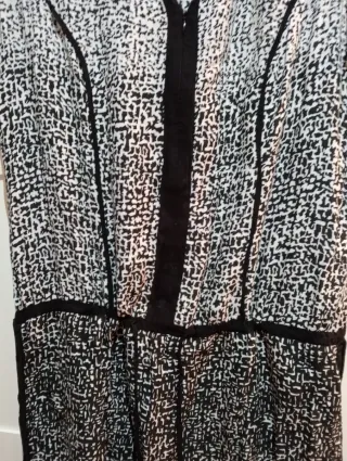 Vestido Promod Talla L Estampado Blanco y Negro