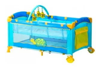 Cuna de viaje Happy Day Azul-Amarilla