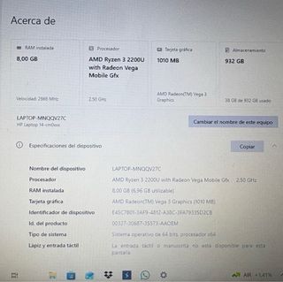 Portátil HP Plata y Negro