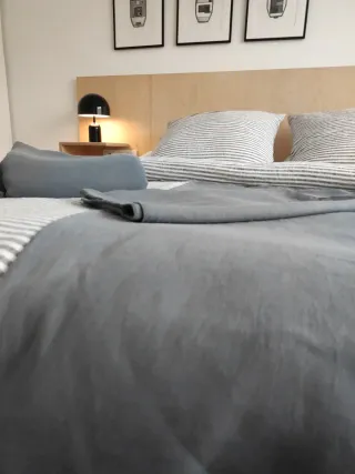 Pareja Fundas Almohada Lino Gris