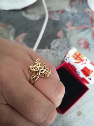 Anillo diseño cabeza de pantera oro laminado 14