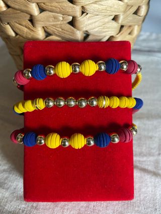 Pulsera Bandera Colombia Oro Laminado Neopreno