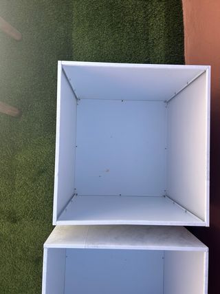 2 Maceteros Cuadrados Blancos Efecto Cemento