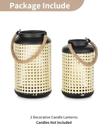 Farol NUPTIO Ratán Metal Negro Marrón