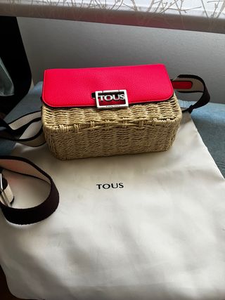 Bolso Tous Original Mimbre y Rosa