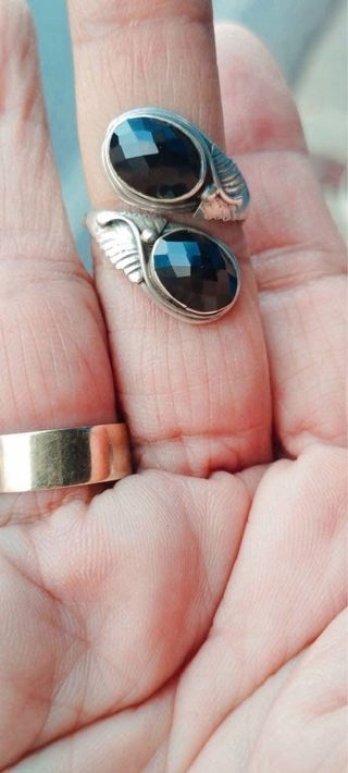 Anillo Plata925 Ajustable Ónix Negro