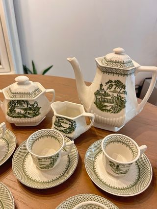 Juego de café Adams verde y blanco