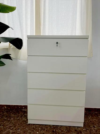 Cómoda blanca 5 cajones con llave ¡IDEAL PARA TI!