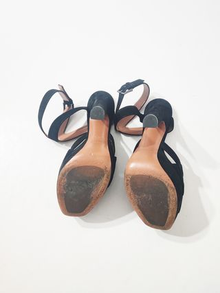 Alaïa/ Sandalias tacón plataforma ante negro 37,5