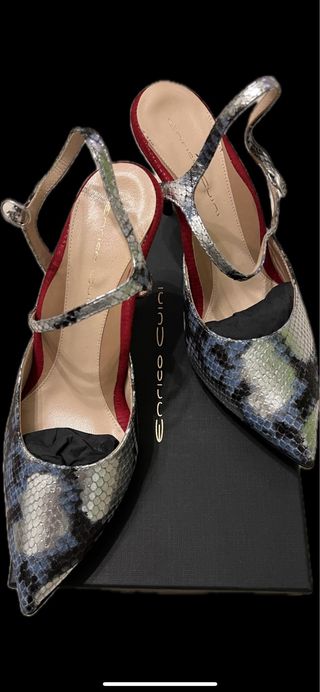 Enrico Cuini Scarpe Donna Pitone Blu/Argento