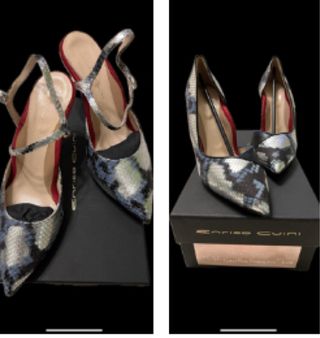 Enrico Cuini Scarpe Donna Pitone Blu/Argento