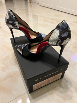 Enrico Cuini Scarpe Donna Pitone Blu/Argento