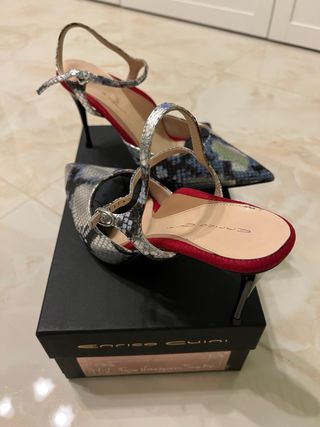 Enrico Cuini Scarpe Donna Pitone Blu/Argento
