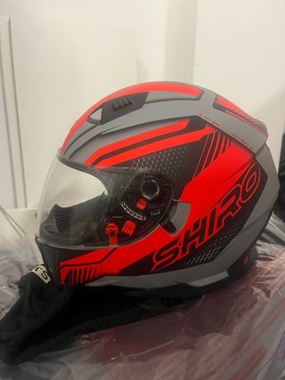 Casco Moto Shiro Gris y Rojo