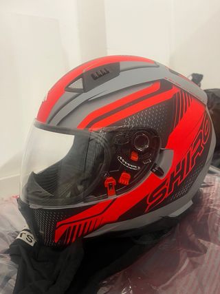 Casco Moto Shiro Gris y Rojo