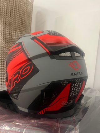 Casco Moto Shiro Gris y Rojo