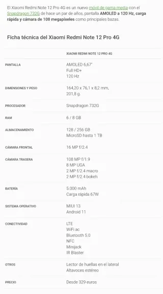 Xiaomi Redmi Note 12 Pro Negro