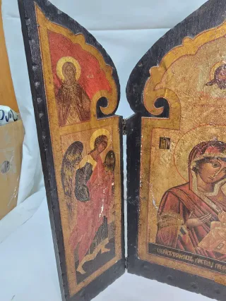 Triptico Icono Bizantino Madera