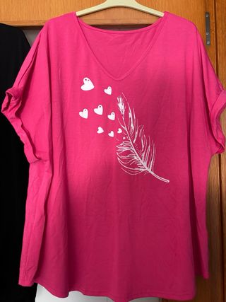3 Camisetas Mujer Manga Corta Cuello Pico