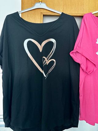 3 Camisetas Mujer Manga Corta Cuello Pico