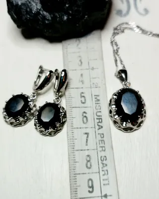Conjunto de Joyas Plata 925 y Circonitas Negras