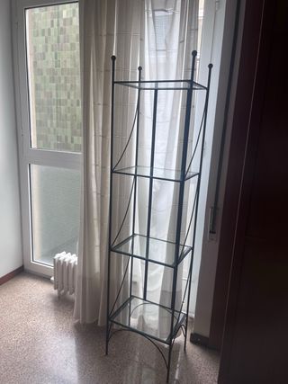 Estantería de hierro y cristal