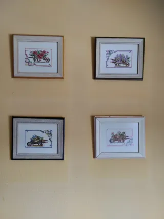 4 Quadri Punto Croce Fiori