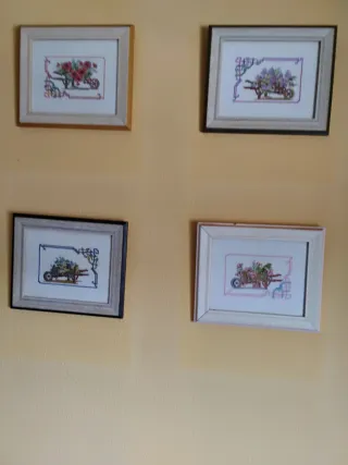 4 Quadri Punto Croce Fiori