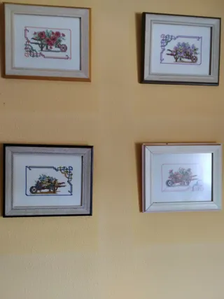 4 Quadri Punto Croce Fiori