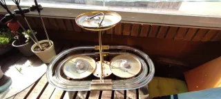 Lámpara comedor cristal y metal dorado