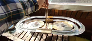 Lámpara comedor cristal y metal dorado