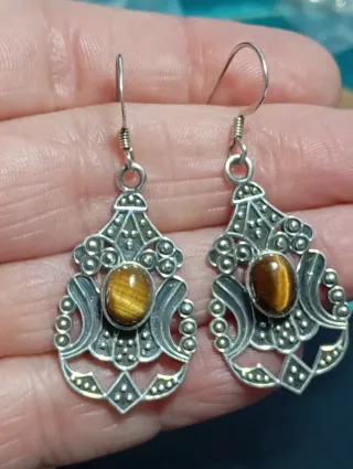 Pendientes Plata Ley Ojo de Tigre