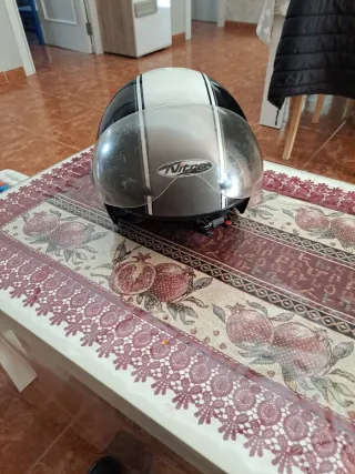 Casco Moto Nitro Negro Gris Blanco