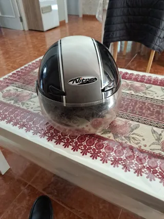 Casco Moto Nitro Negro Gris Blanco