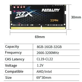 Memória RAM RZX Fatality DDR4 32GB 3200MHz