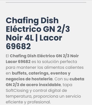 Chafing Dish Eléctrico Lacor 4L