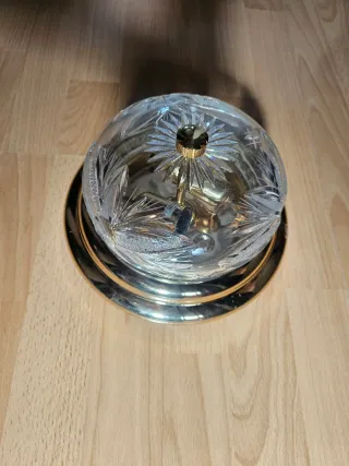 Lámpara de techo cristal de bohemia y metal dorado